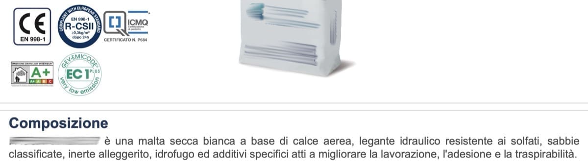 finitura interna parete - Intonaco a Calce non significa esente da cemento :( TEST + 3 etichette 4